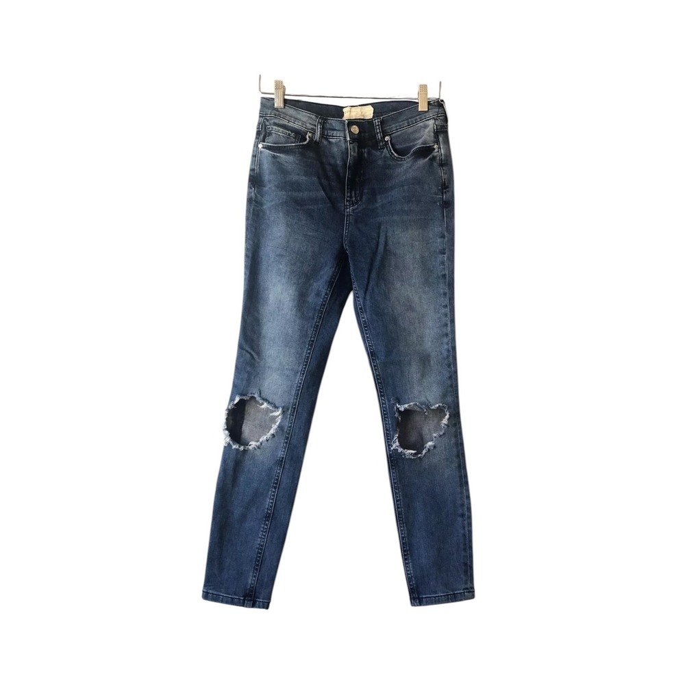Free People denim distressed high waist cropped jeans size 29